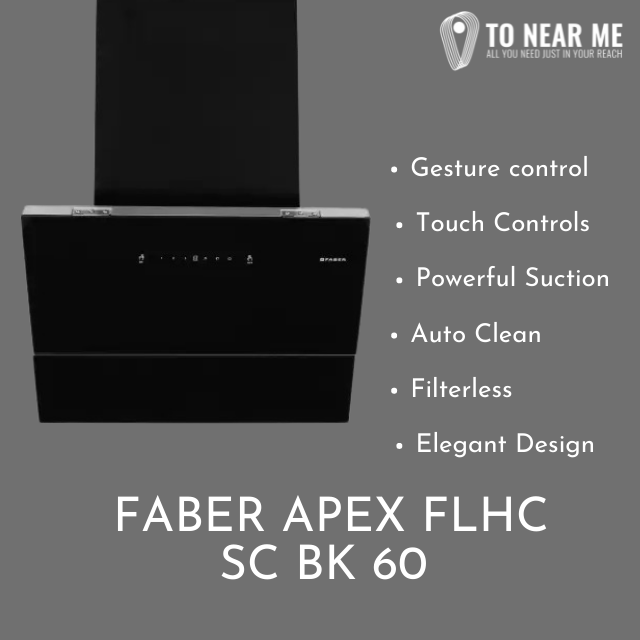 Faber Apex FLHC SC BK 60 Auto Clean Wall Mounted Chimney(Black, Silver 1500 CMH)